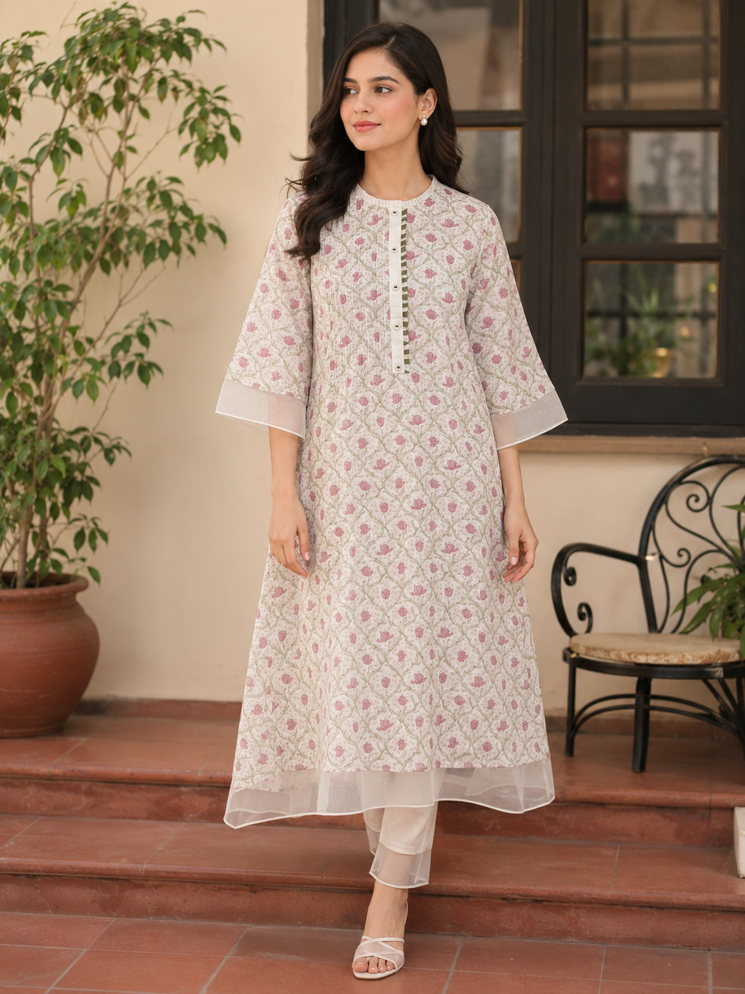 Safira: Ivory Floral Kurta