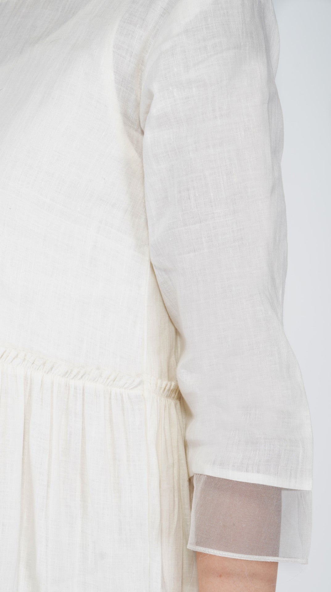 SAAWAN LINEN GATHER FRILL TIER DRESS