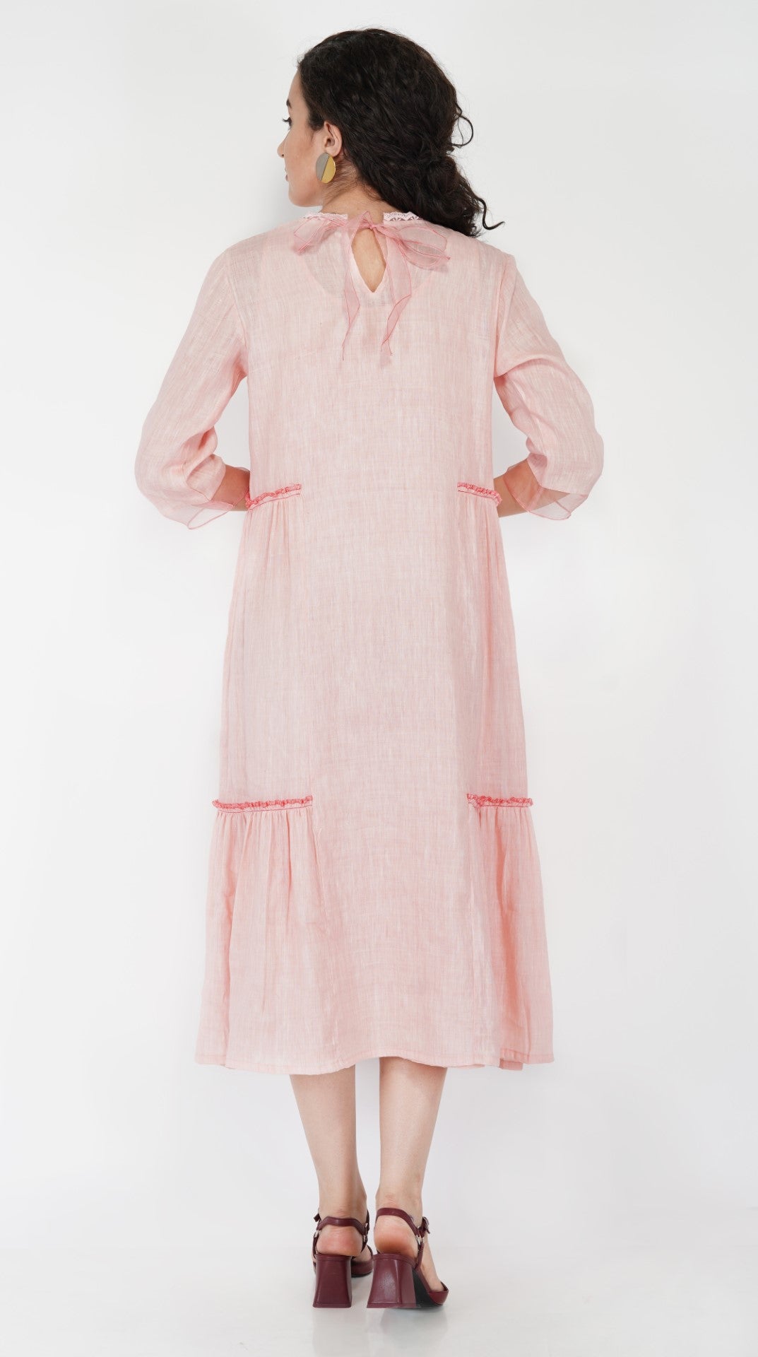 SAAWAN LINEN GATHER FRILL TIER DRESS