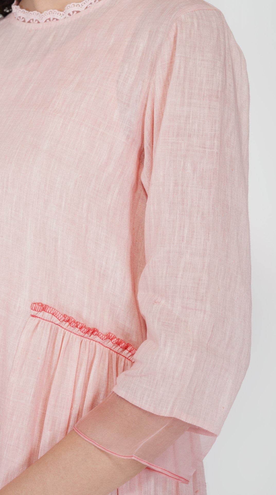 SAAWAN LINEN GATHER FRILL TIER DRESS