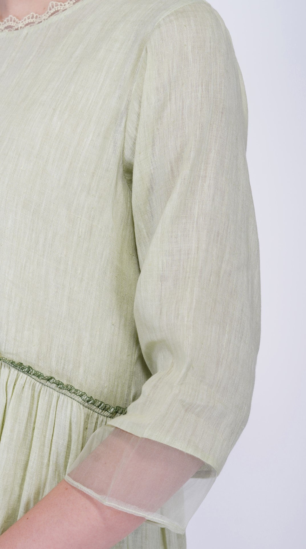 SAAWAN LINEN GATHER FRILL TIER DRESS