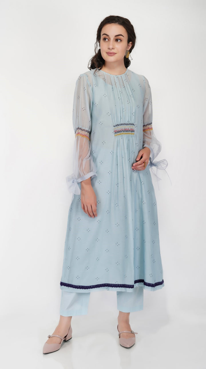 SAAWAN KAFTAN WITH SMOCKING EMBROIDERY