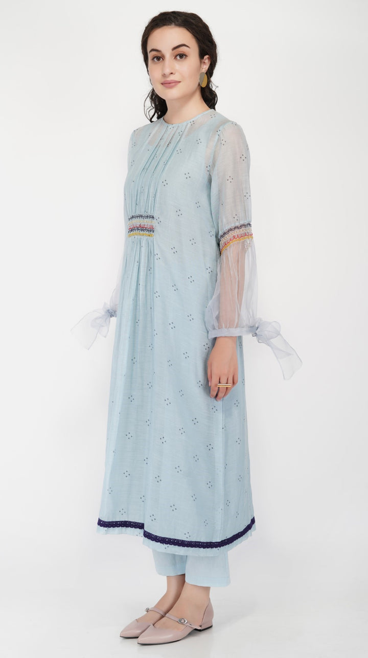 SAAWAN KAFTAN WITH SMOCKING EMBROIDERY