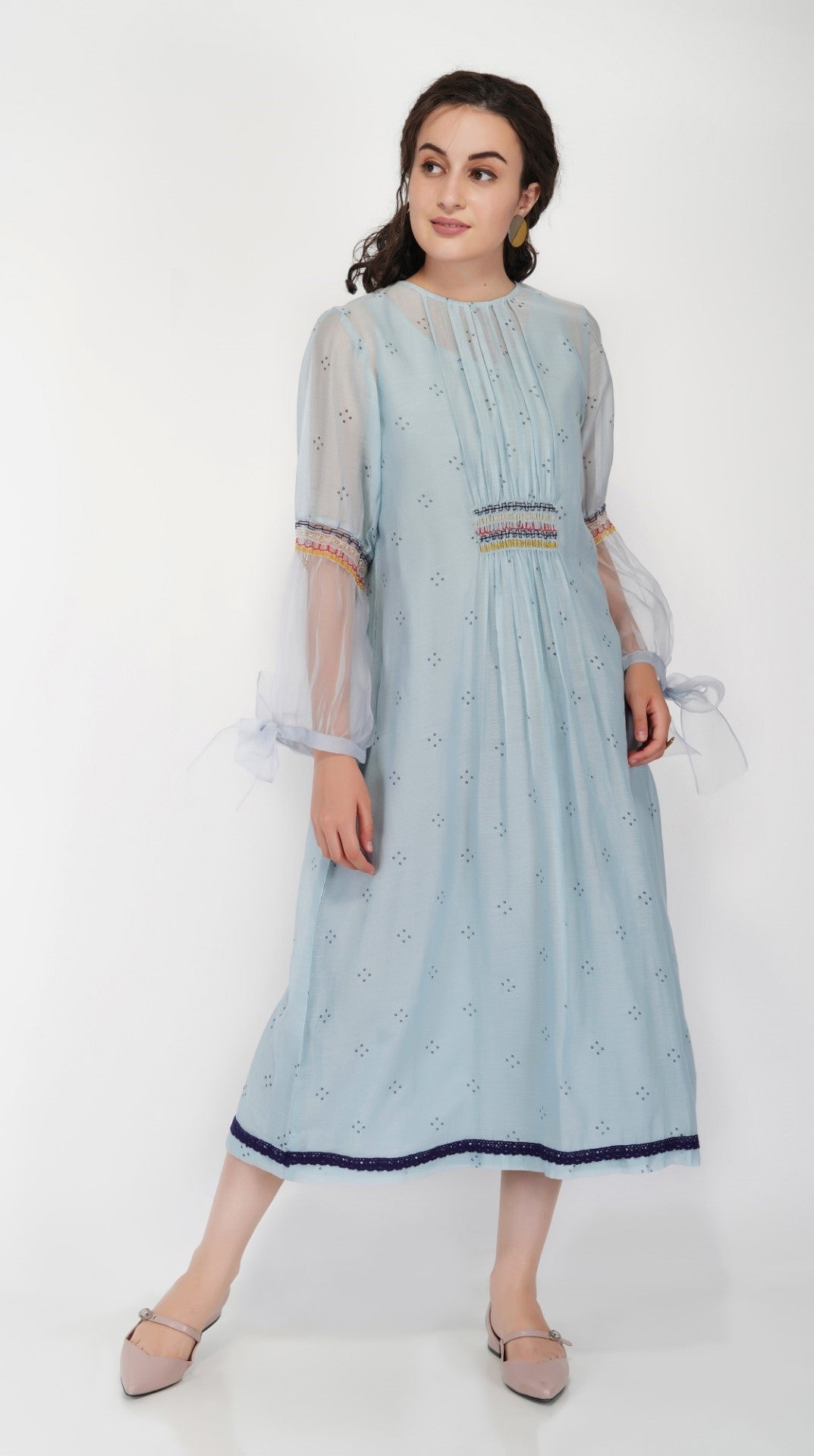 SAAWAN KAFTAN WITH SMOCKING EMBROIDERY