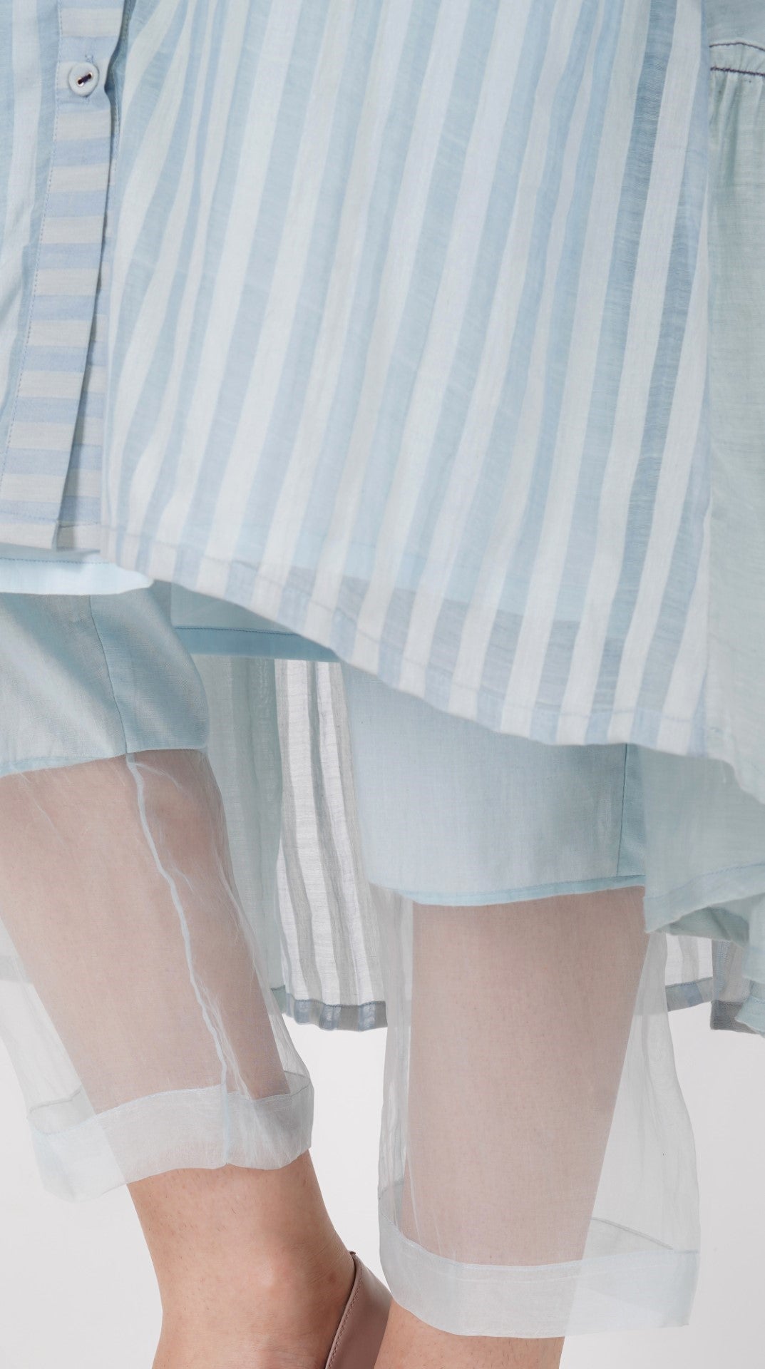 SAAWAN STRIPE HIGH LOW SIDE GATHER DRESS
