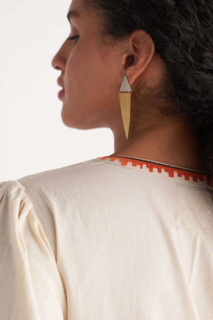 Off-White Colossal Cutwork Dress with Pants