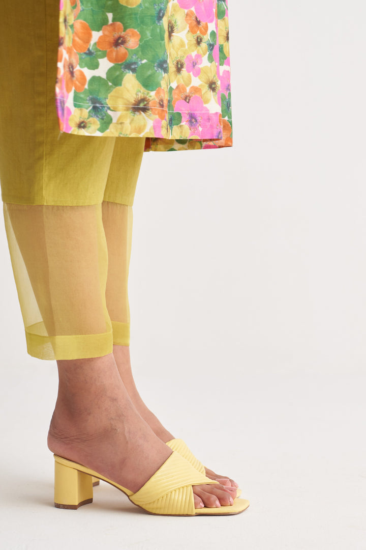 Multihued Gardenia Kurta with Sheer Pants & Scalloped Dupatta