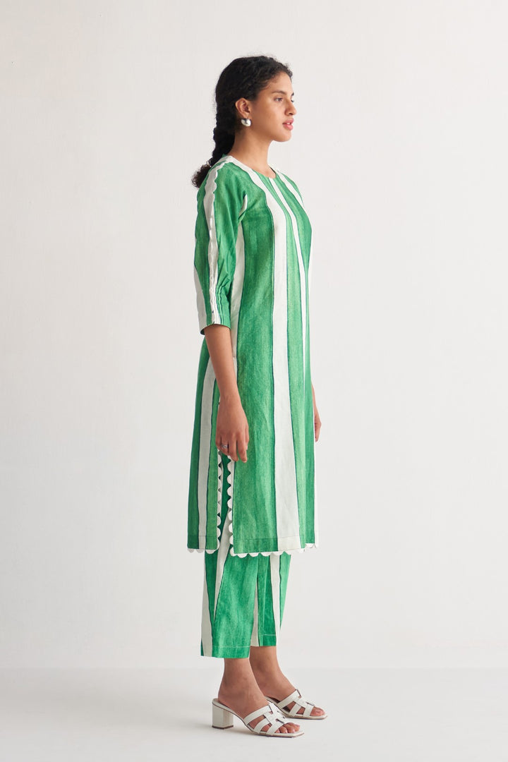 Green & White Streak Co-Ord Set