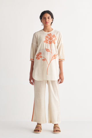 Orange Florence Cross-stitch Off-white Co-Ord Set