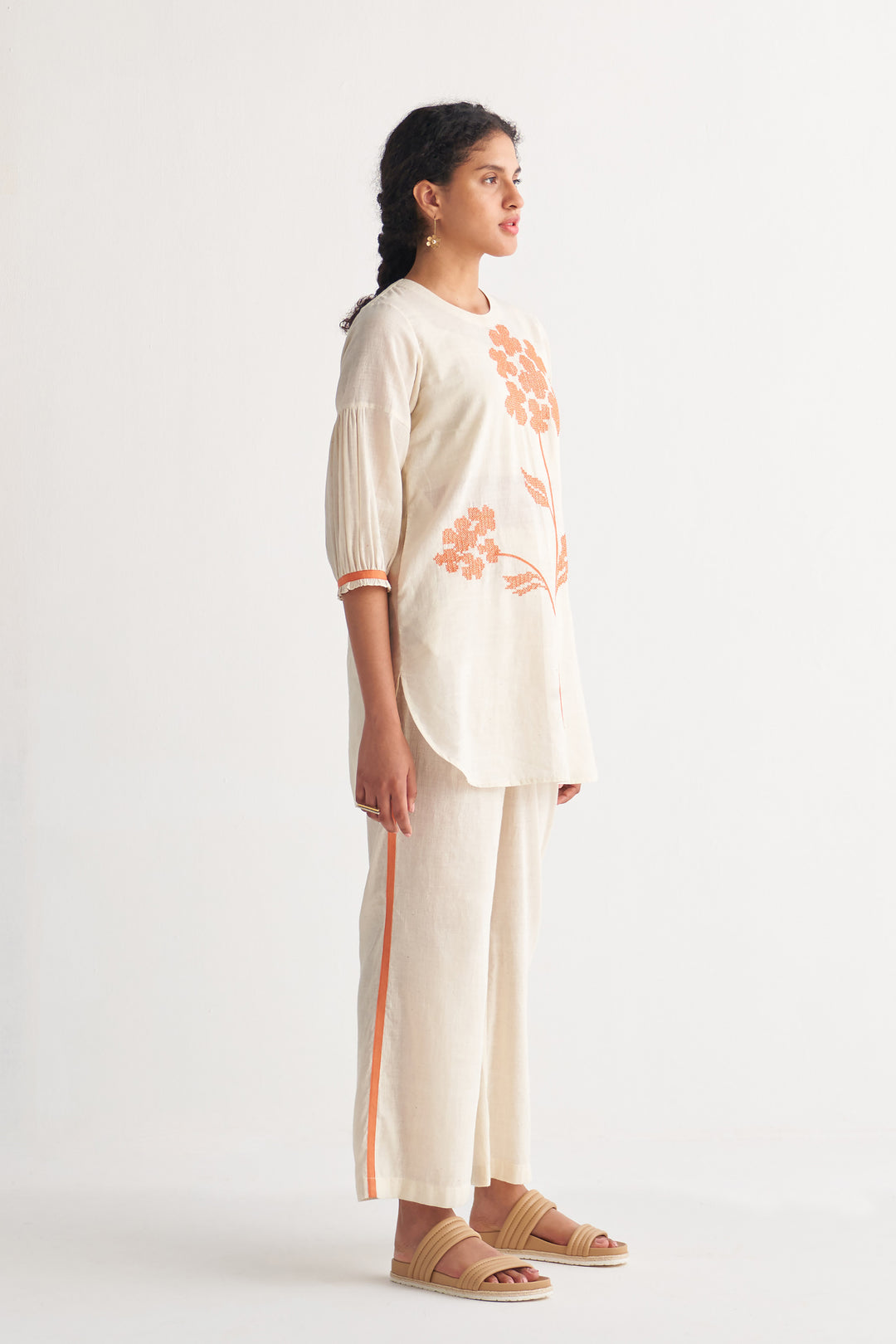 Orange Florence Handloom Cotton Pants
