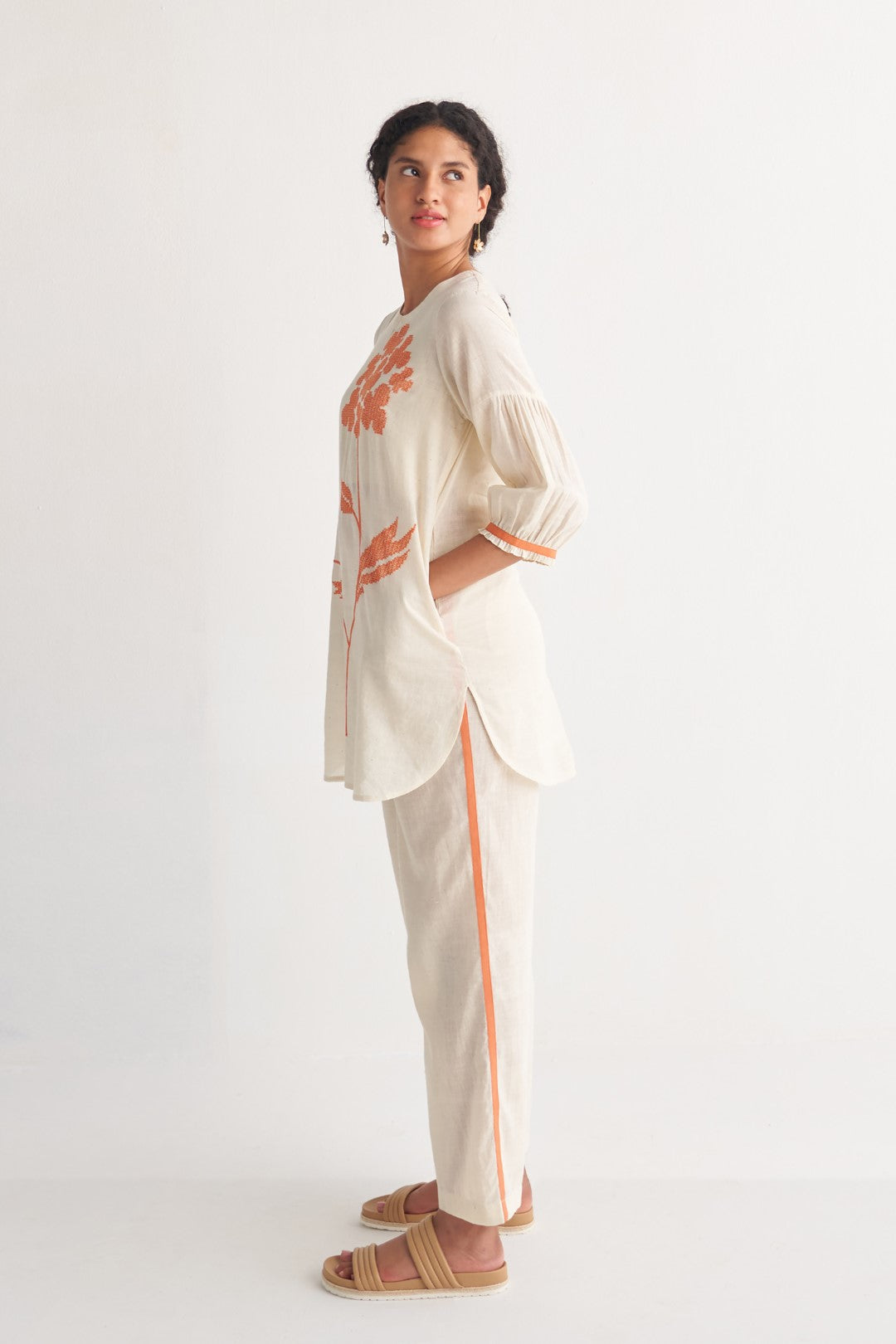 Orange Florence Handloom Cotton Pants
