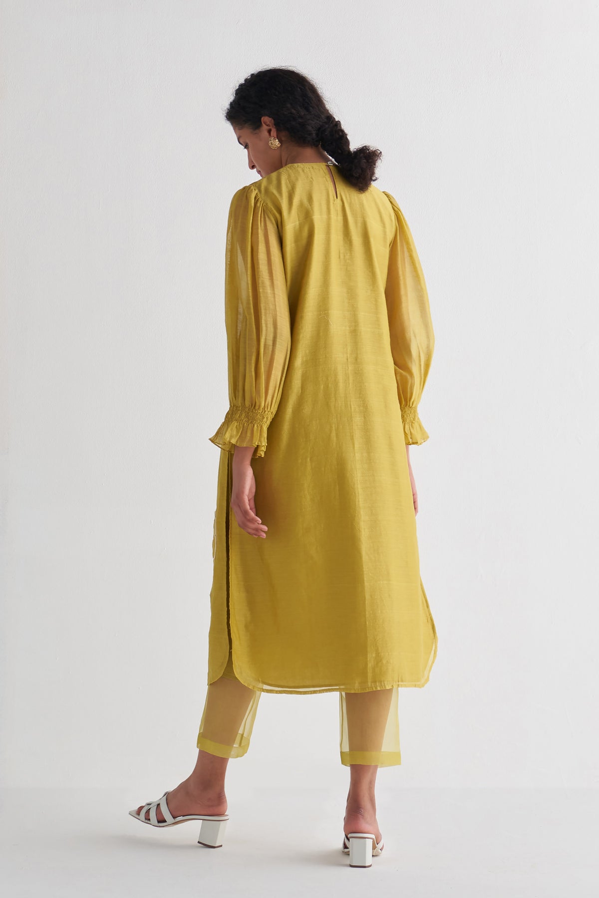 Amber Yellow Couching Dress with sheer pants