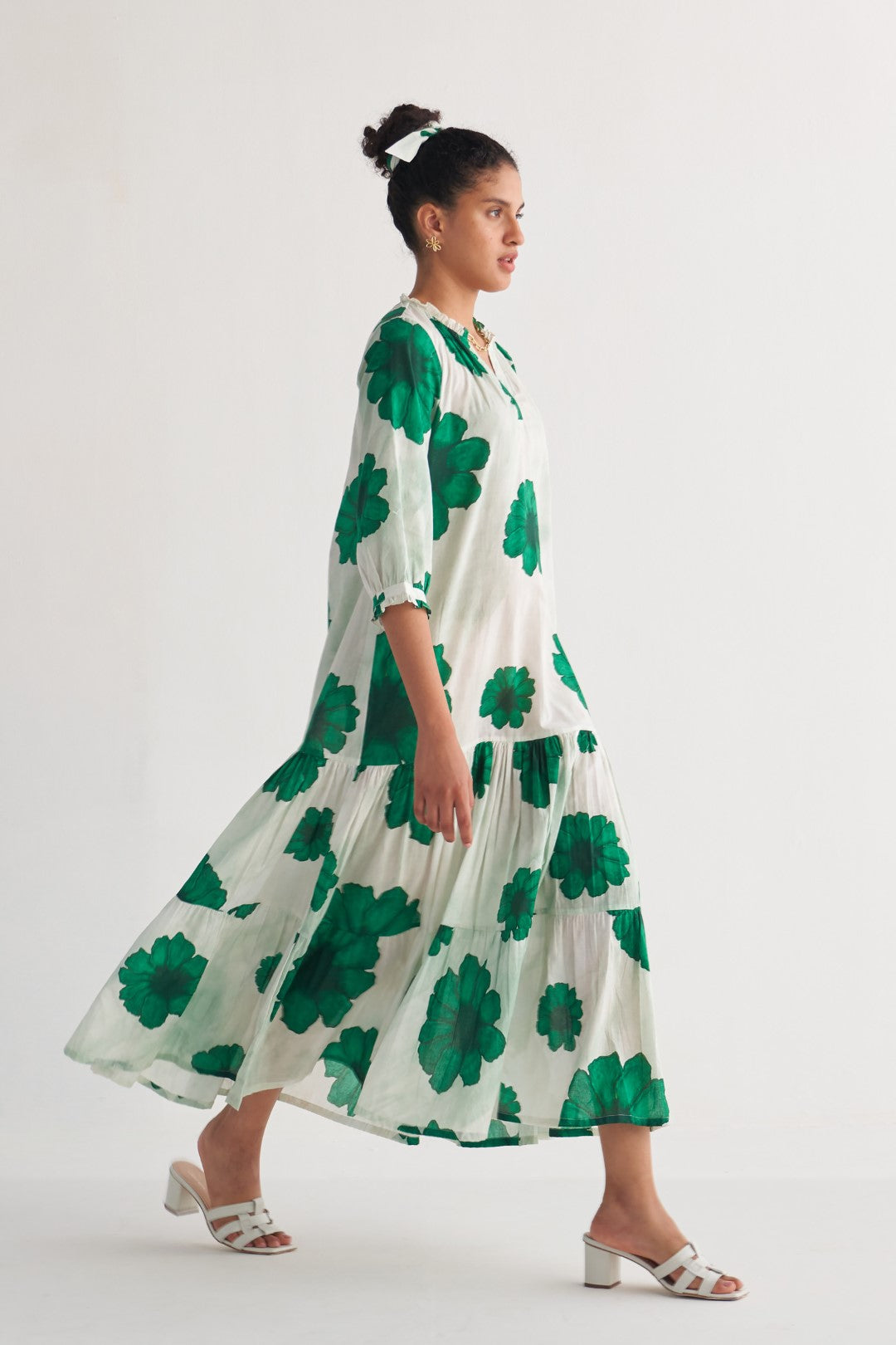 Green Floral fantasy Tier Dress SHIVANI BHARGAVA