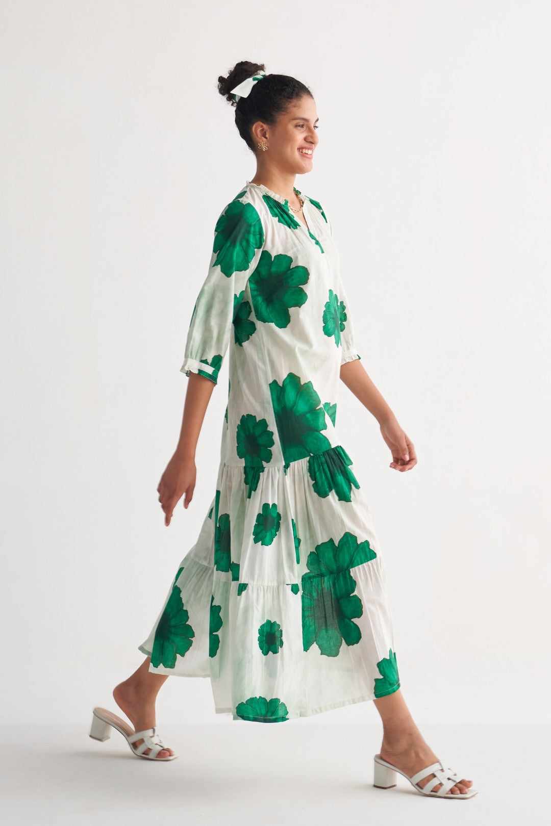 Green Floral fantasy Tier Dress
