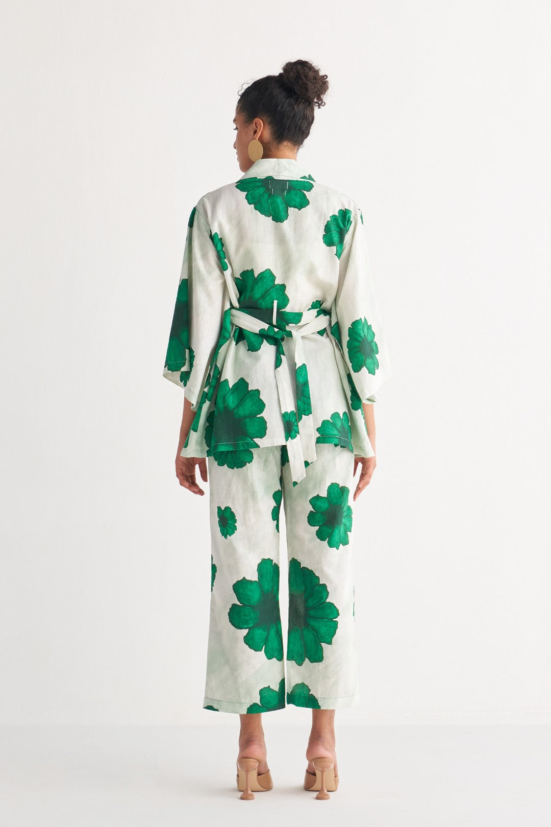 Ivory Pants with Big floral print