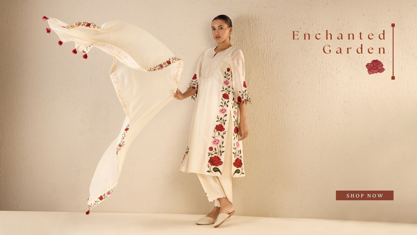 FLORAL FANTASY : BLUE FLORAL & STRIPE ANARKALI SET