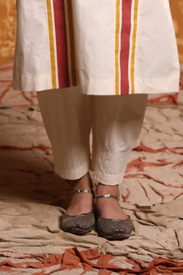 Ivory Cotton Pintuck Pants