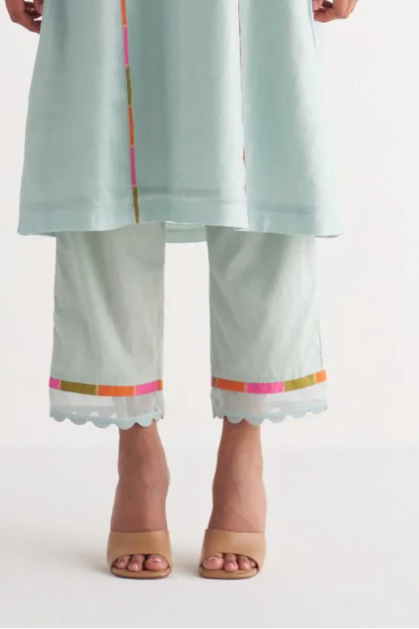 Powder Blue color Pants with Applique Streak Tape
