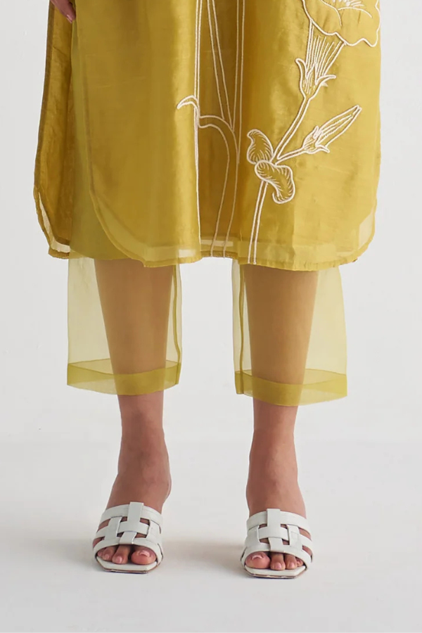 Amber Yellow Couching Dress with sheer pants