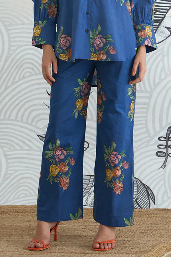 BLUE FLOWER PANTS