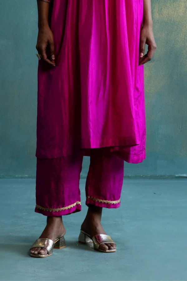 DIL-KASH PINK SILK GOTA PANTS