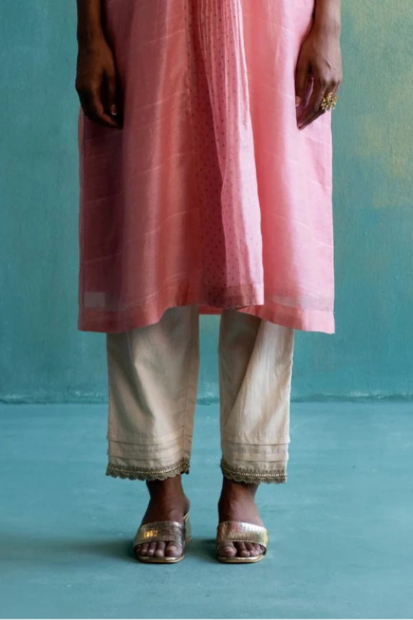 DIL-KASH CREAM COTTON SILK LACE PANTS