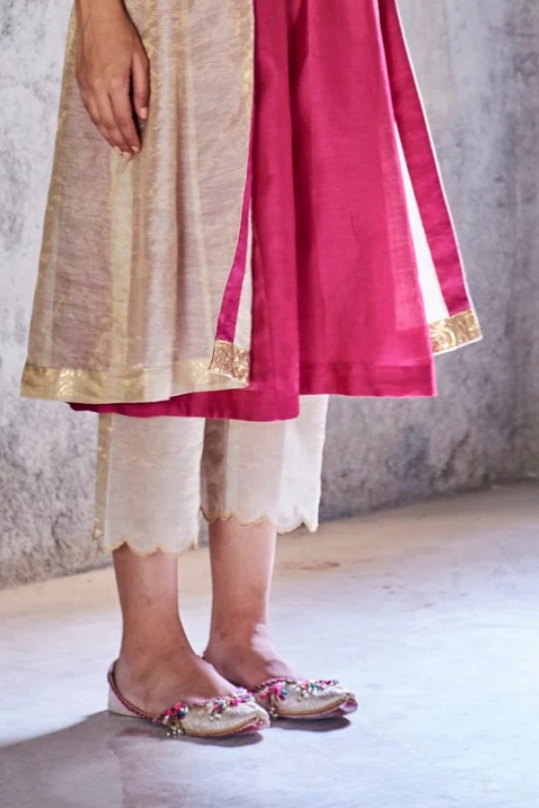 BEIGE COTTON WITH SCALLOPS PADMAVAT PANTS