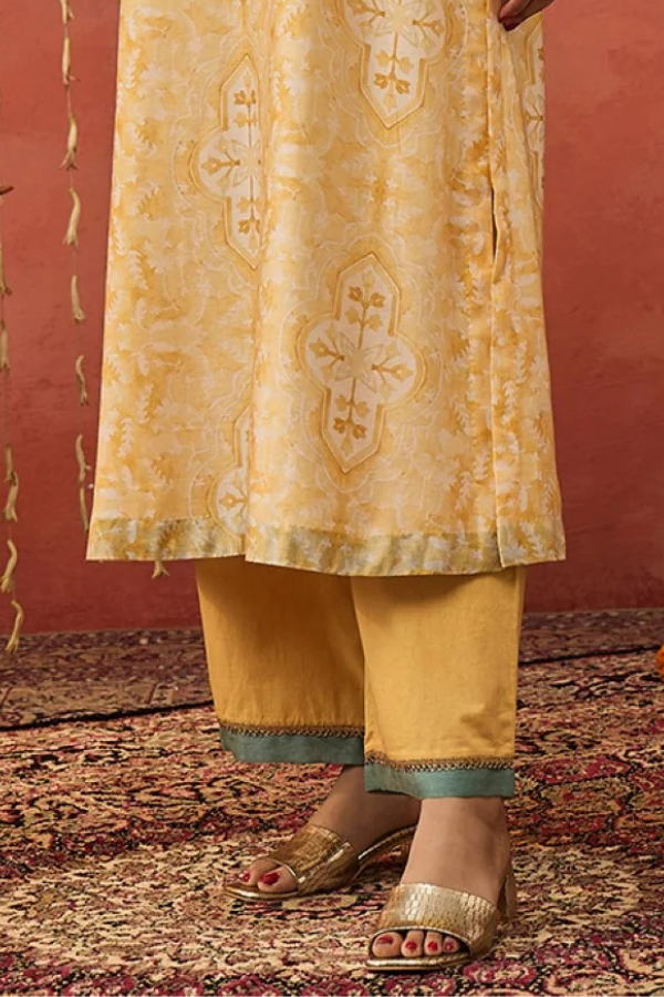 MANJARI-YELLOW COTTON WITH GOTA PANT