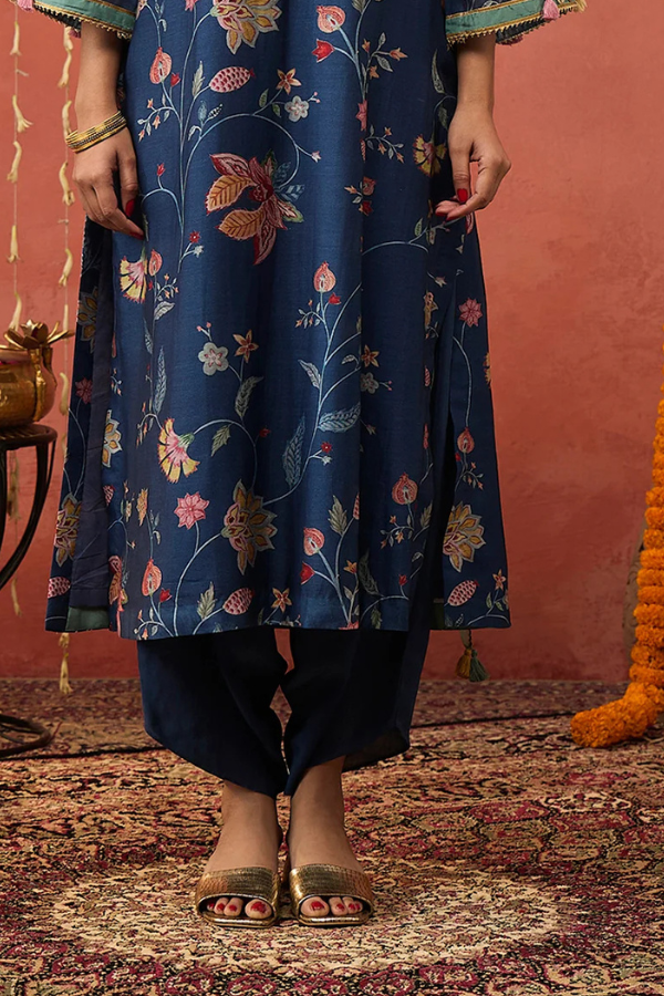RAMANI-BLUE COTTON SILK DHOTI SALWAR