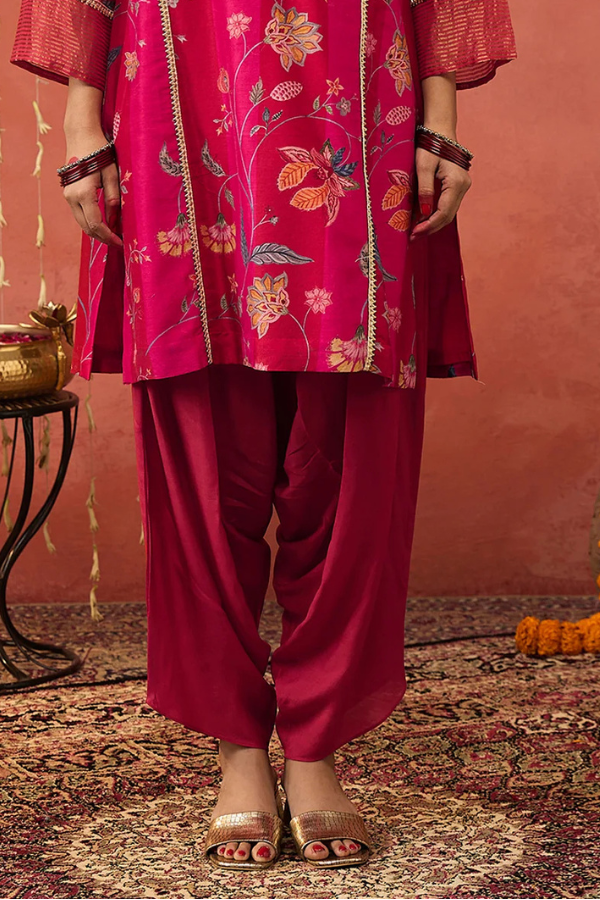 RATI-RED COTTON SILK DHOTI SALWAR
