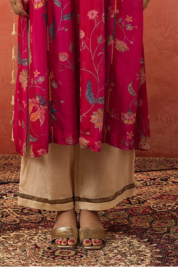 SHREE- IVORY COTTON SILK GOTA BORDER PANT