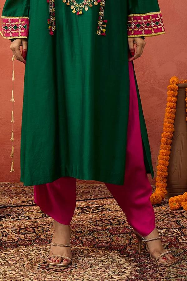 YUKTA-PINK COTTON SILK SILK DHOTI SALWAR