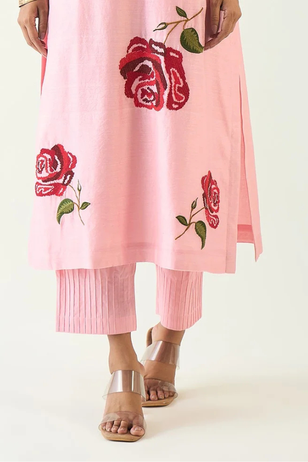 PINK PINTUCK PANTS