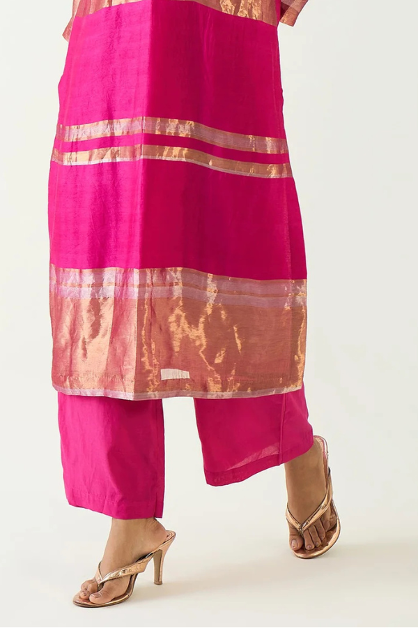 Cotton Silk Wide Pants - Hot Pink