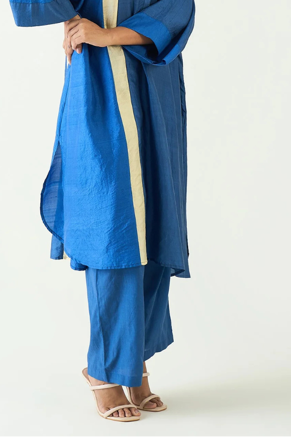 Cotton Silk Wide Pants - Blue