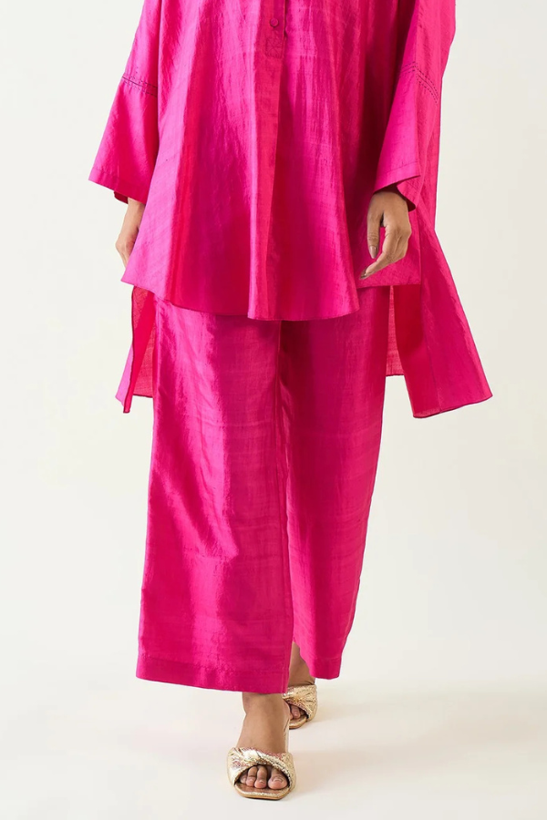 Silk Flare Pants - Hot Pink
