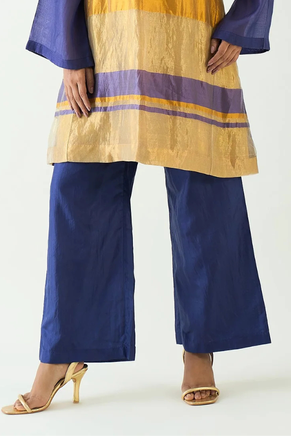 Cotton Silk Flare Pants - Purple