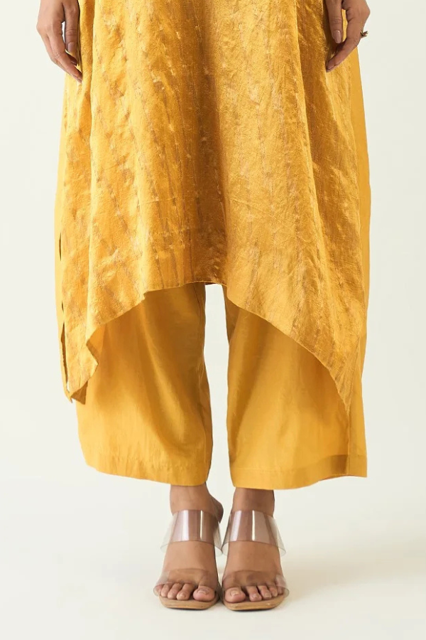 Flare Silk Pants - Mustard