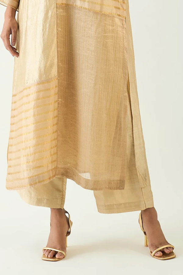 Wide cotton silk Pants - Beige
