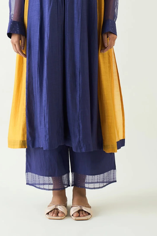 Cotton and Organza Wide Pants - Purple