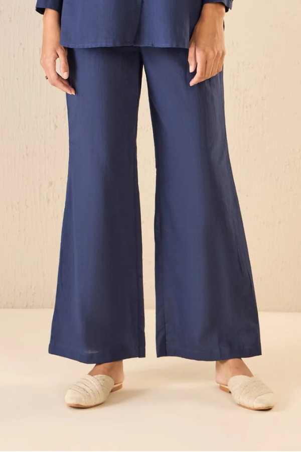 INDIGO COTTON FLAIR PANTS