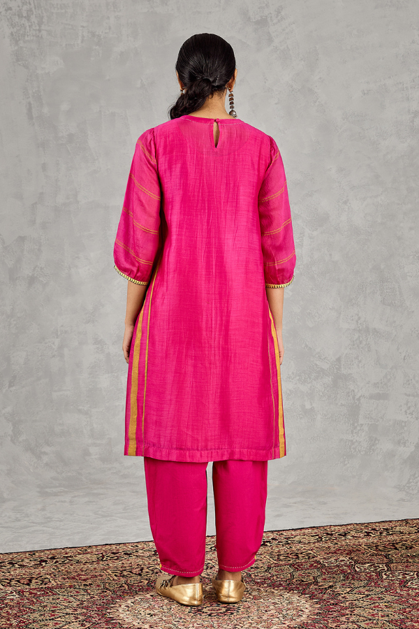 HOT PINK BOX PLEAT PANT