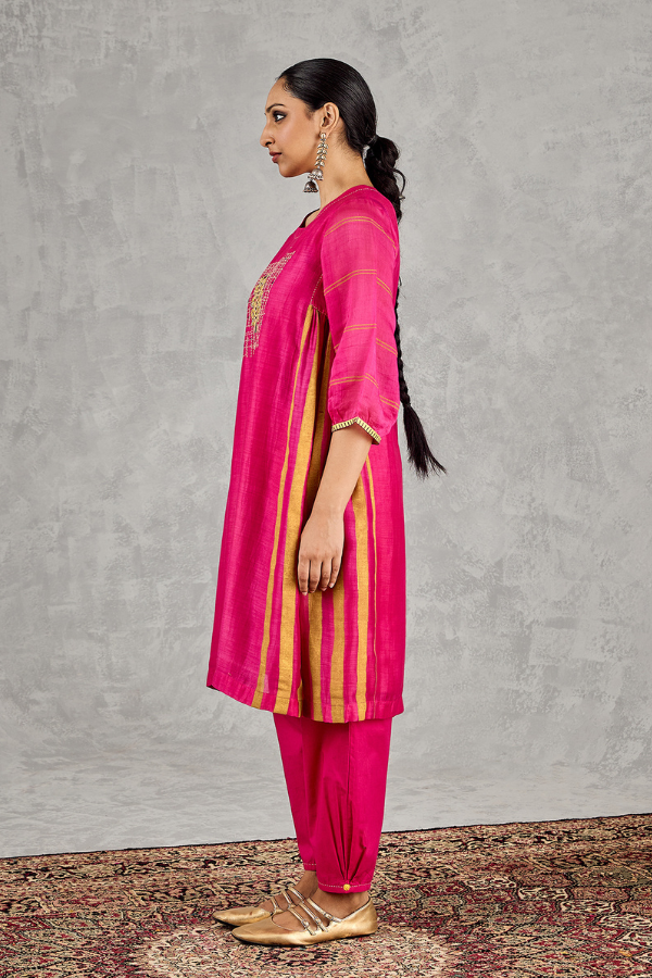 HOT PINK BOX PLEAT PANT