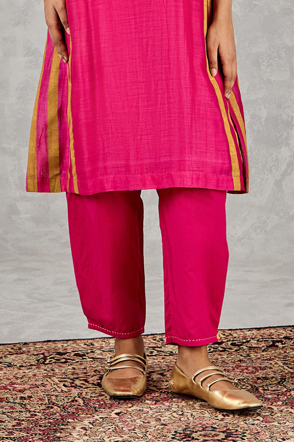 HOT PINK BOX PLEAT PANT