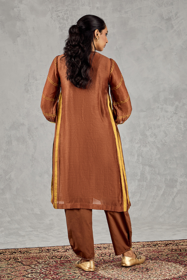 BROWN BOX PLEAT PANT