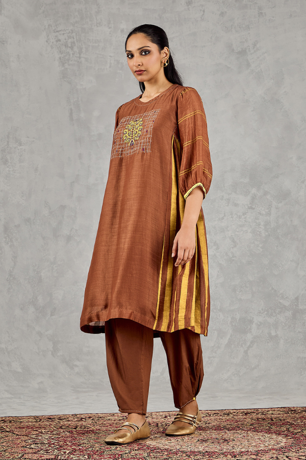 BROWN TREE EMBROIDERY KURTA
