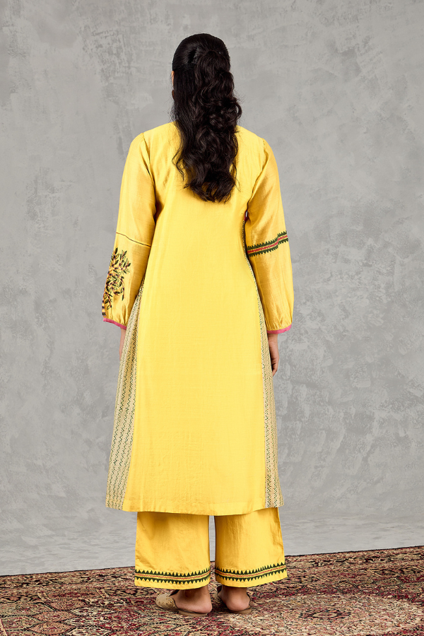 YELLOW EMBROIDERED PANTS