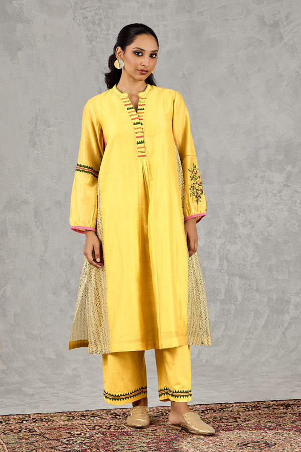 YELLOW EMBROIDERED PANTS