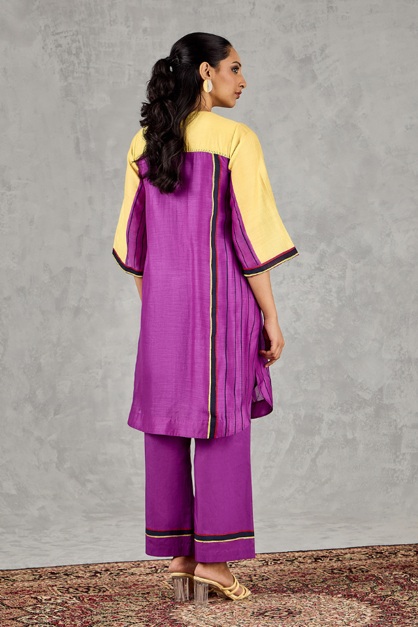 OLIVE YELLOW/PURPLE COLOURBLOCK TUNIC
