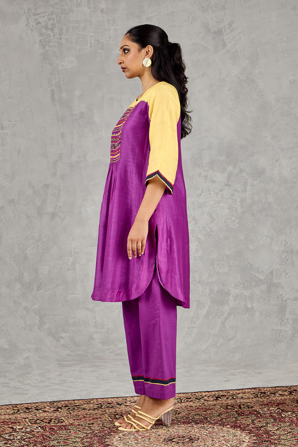 OLIVE YELLOW/PURPLE COLOURBLOCK TUNIC